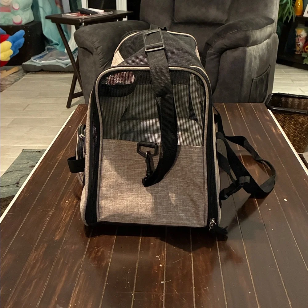 Small Pet Carrier Taupe - Used once 19”Lx 10”W x 12” H
